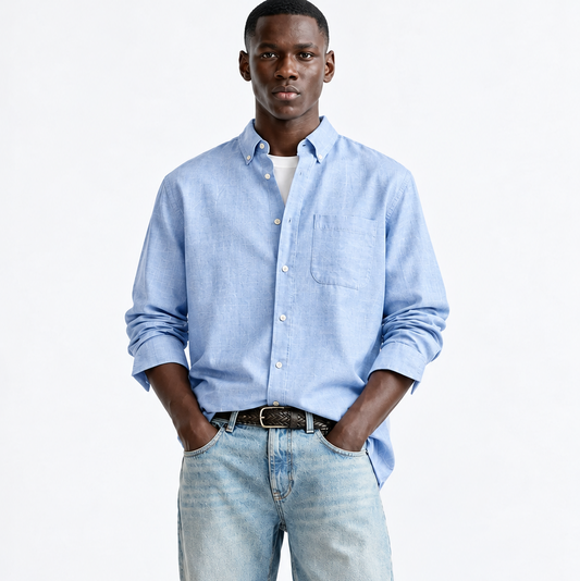 Sky Blue Linen Shirt for Men