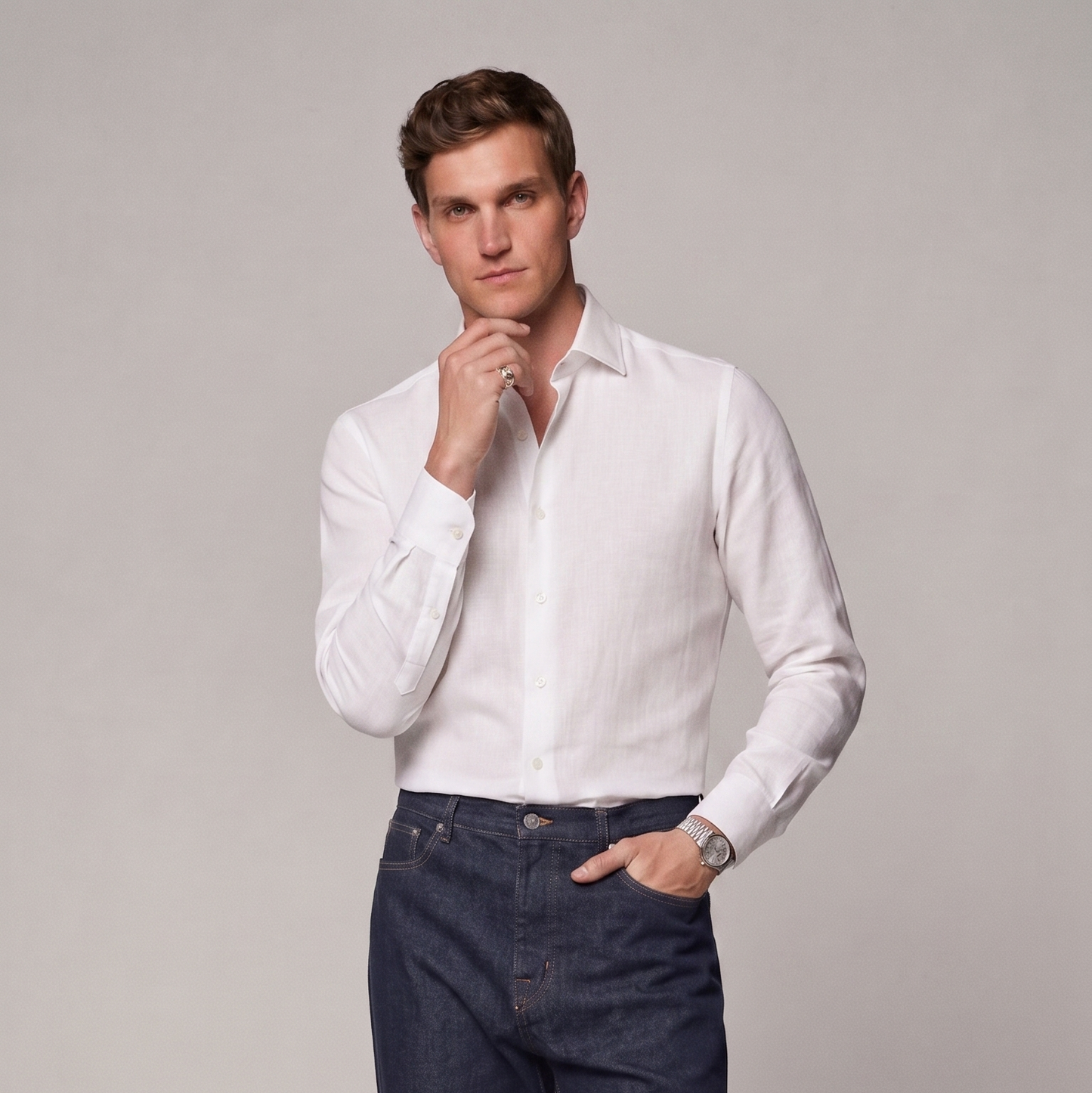 White Linen Shirt for Men