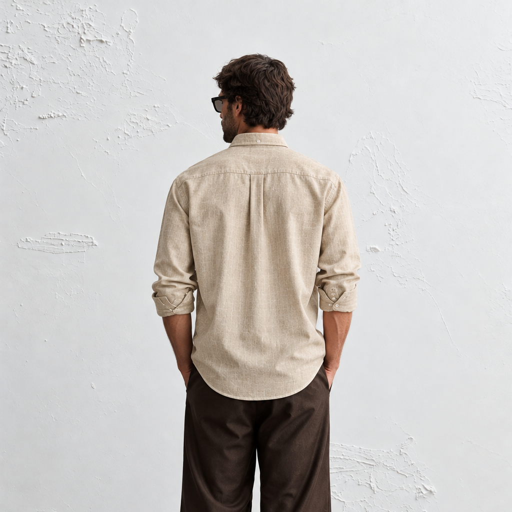 Natural Beige Linen Shirt for Men
