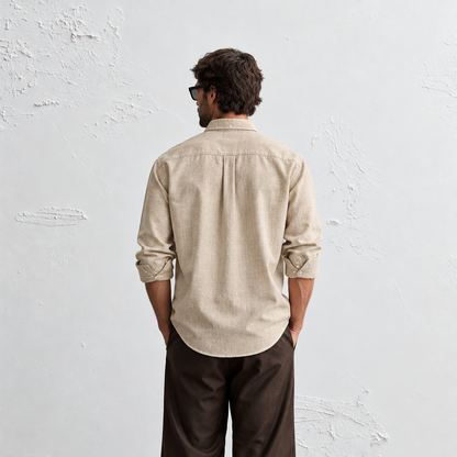 Natural Beige Linen Shirt for Men
