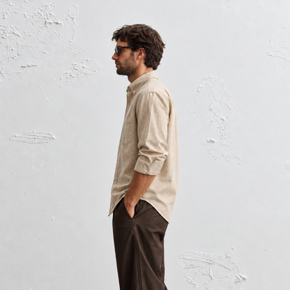 Natural Beige Linen Shirt for Men
