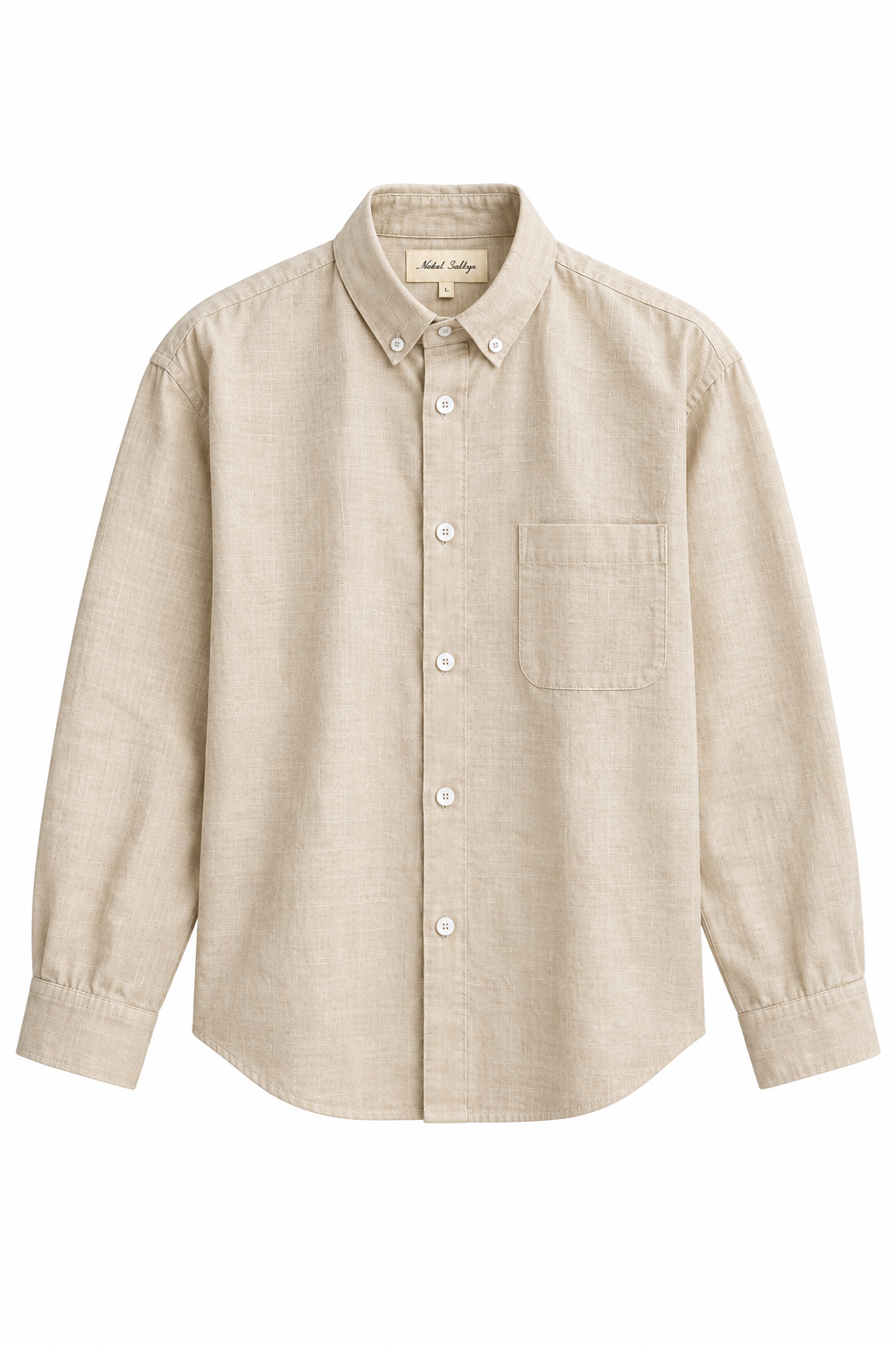 Natural Beige Linen Shirt for Men