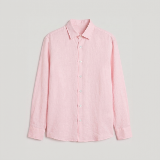 Premium baby pink linen shirt for men by Nakul Sakhiya