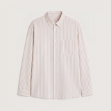 Classic Beige Striped Oxford Shirt for Men