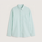 Mint Green Striped Oxford Shirt for Men