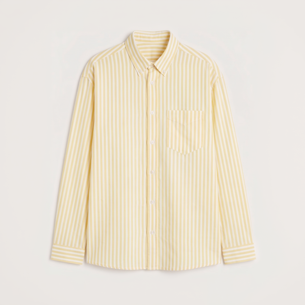 Premium pastel yellow striped Oxford shirt for men by Nakul Sakhiya