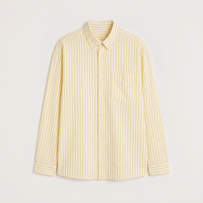 Premium pastel yellow striped Oxford shirt for men by Nakul Sakhiya
