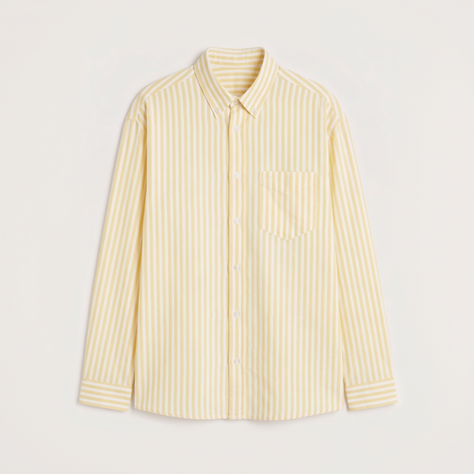Premium pastel yellow striped Oxford shirt for men by Nakul Sakhiya