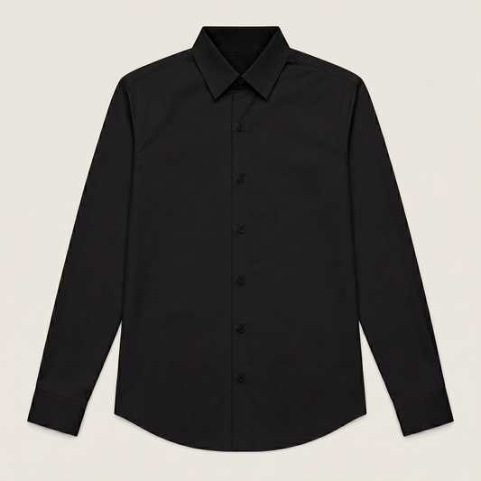 Premium Black Satin Shirt for Men by Nakul Sakhiya front view