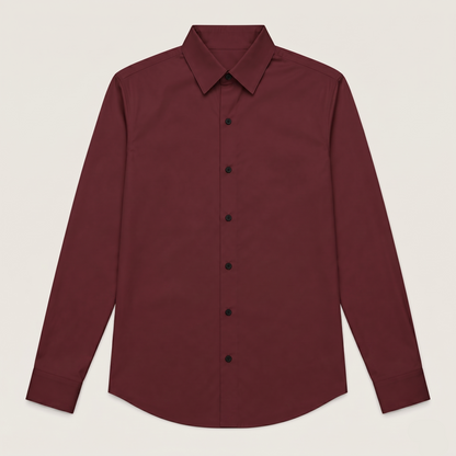 Premium Burgundy Satin Shirt for Men by Nakul Sakhiya – Full Sleeve Luxury Satin Shirt Front View