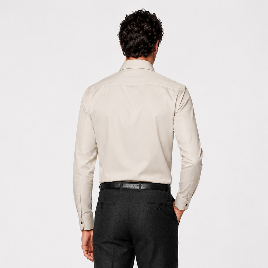 Back view of Premium Ivory Satin Shirt for Men