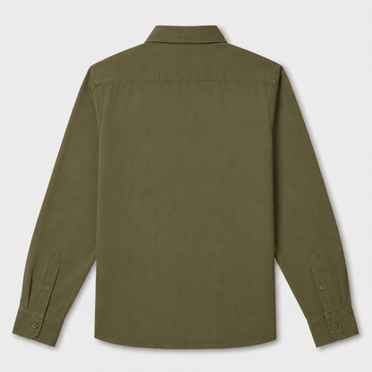 Premium Olive Green Linen Shirt for Men Back View