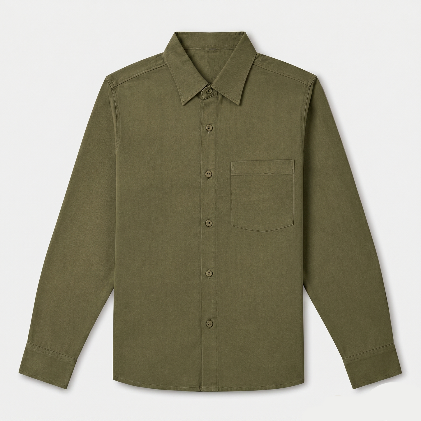 Premium Olive Green Linen Shirt for Men Front View by Nakul Sakhiya