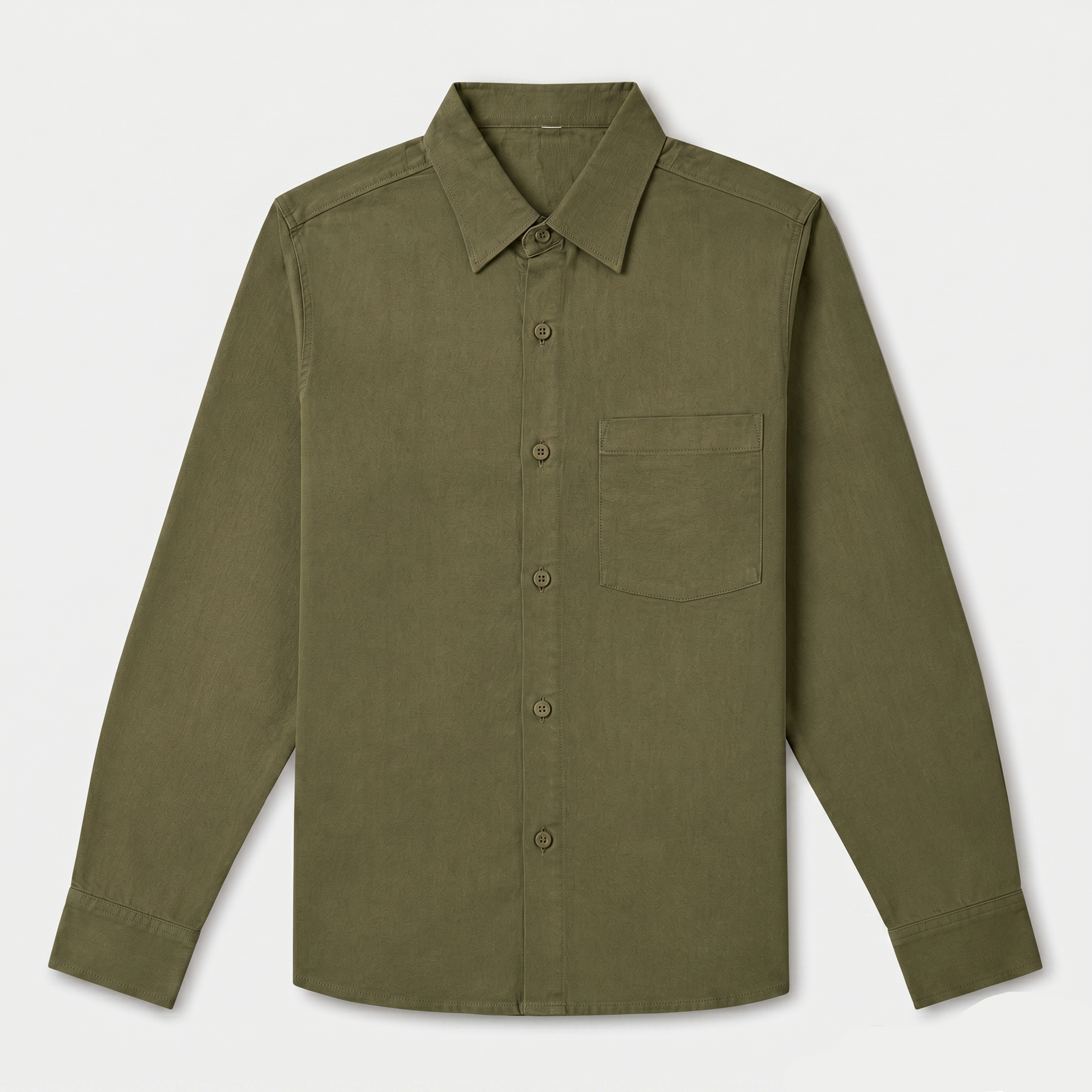 Premium Olive Green Linen Shirt for Men Front View by Nakul Sakhiya