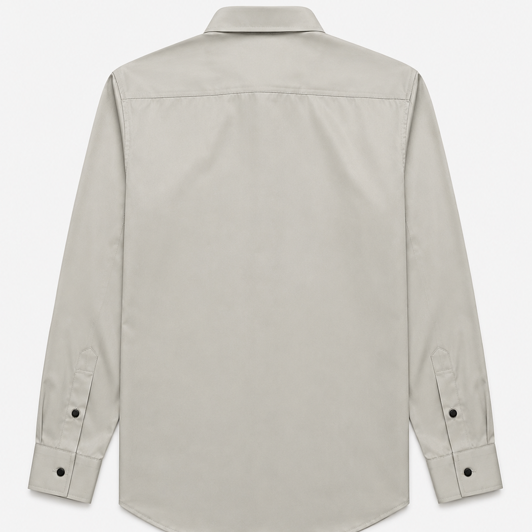 Premium Pearl Grey Satin Shirt for Men Back View