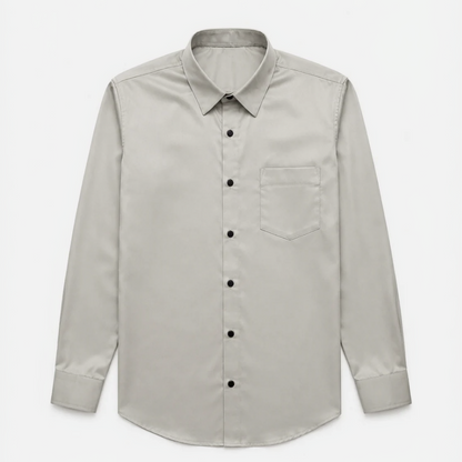 Premium Pearl Grey Satin Shirt for Men Front View