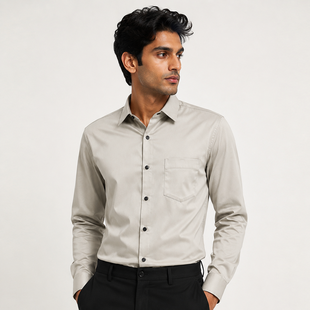 premium-pearl-grey-satin-shirt-men-model-front