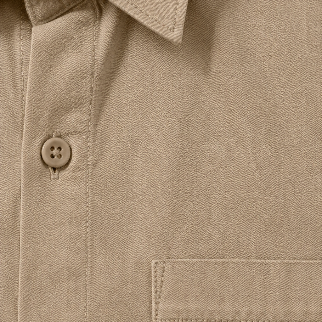 Close Up View of Premium Sand Beige Cotton Linen Shirt Fabric