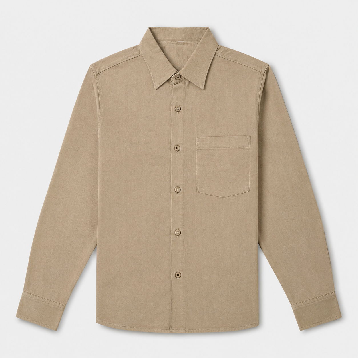 Premium Sand Beige Cotton Linen Shirt for Men Front View