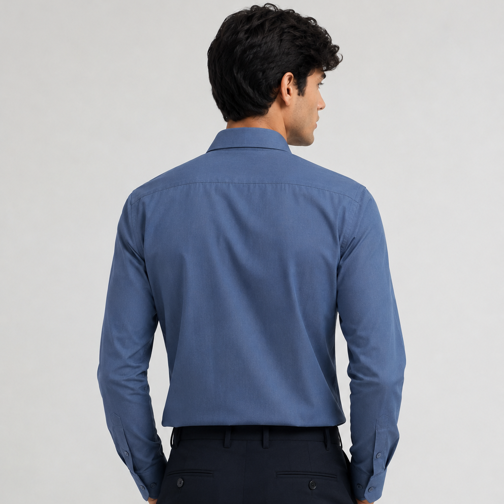 Back View of Premium Sky Blue Casual Shirt for Men
