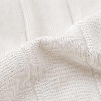 Close Up Fabric Detail of Premium White and Navy Polo T Shirt
