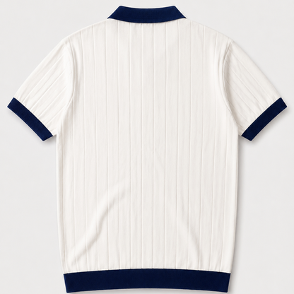 Premium White and Navy Polo T Shirt for Men Back View