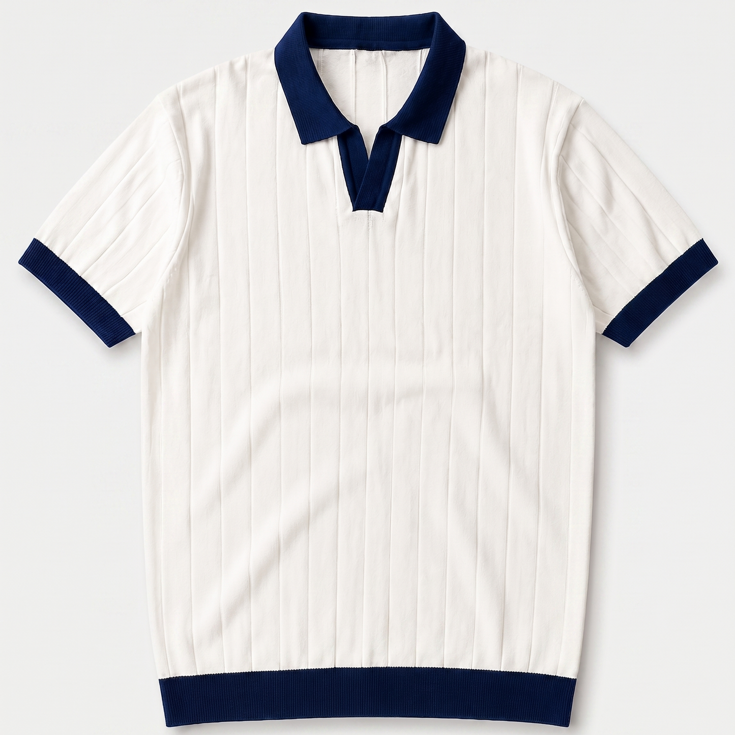 Premium White and Navy Polo T Shirt for Men Front View by Nakul Sakhiya