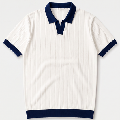 Premium White and Navy Polo T Shirt for Men Front View by Nakul Sakhiya