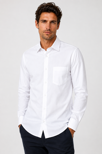 Model Wearing Premium White Shirt for Men