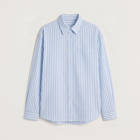 Premium sky blue striped Oxford shirt for men by Nakul Sakhiya