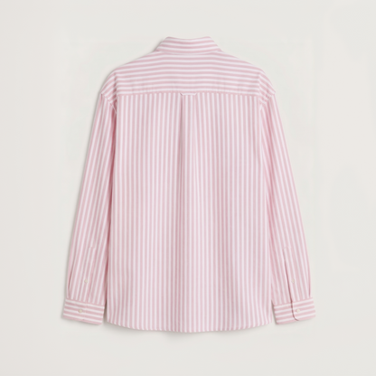 Back view of premium soft pink striped Oxford shirt for men