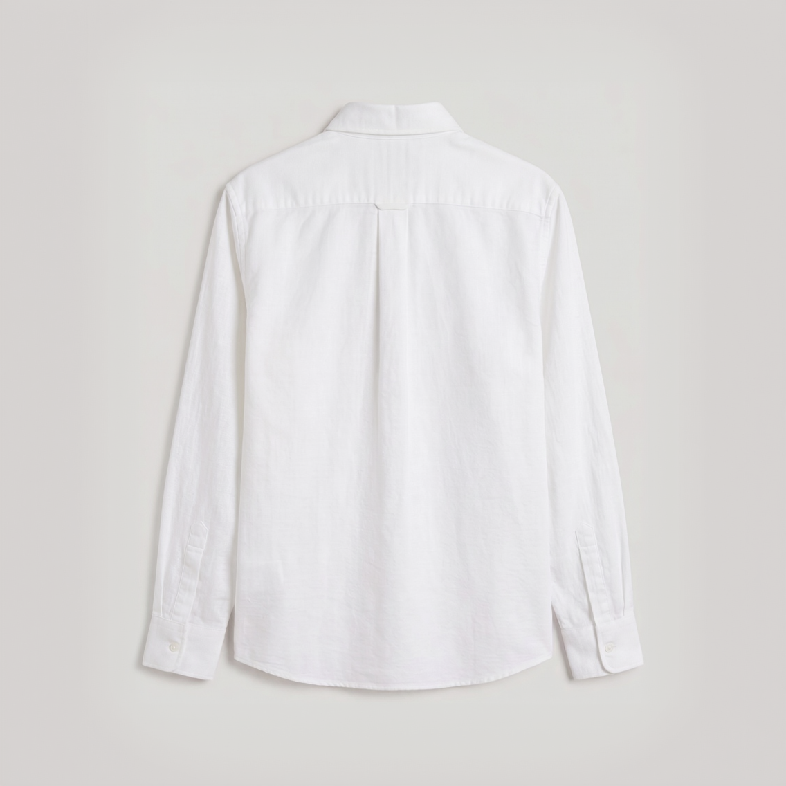 Back view of premium white linen shirt for men