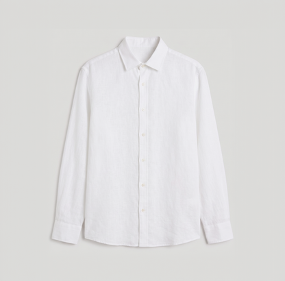 Premium white linen shirt for men by Nakul Sakhiya