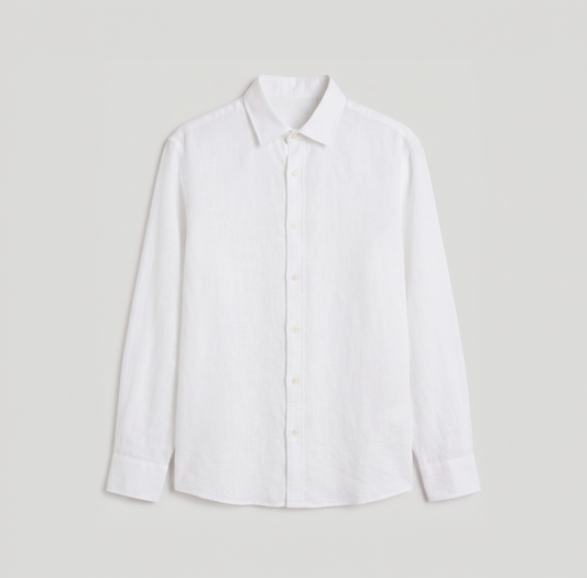 Premium white linen shirt for men by Nakul Sakhiya